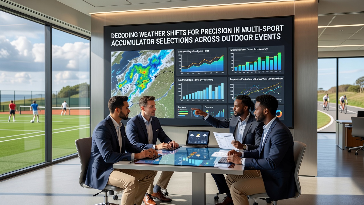 Split-screen graphic comparing dry and wet conditions across tennis court, football pitch, and horse racing track with performance statistics