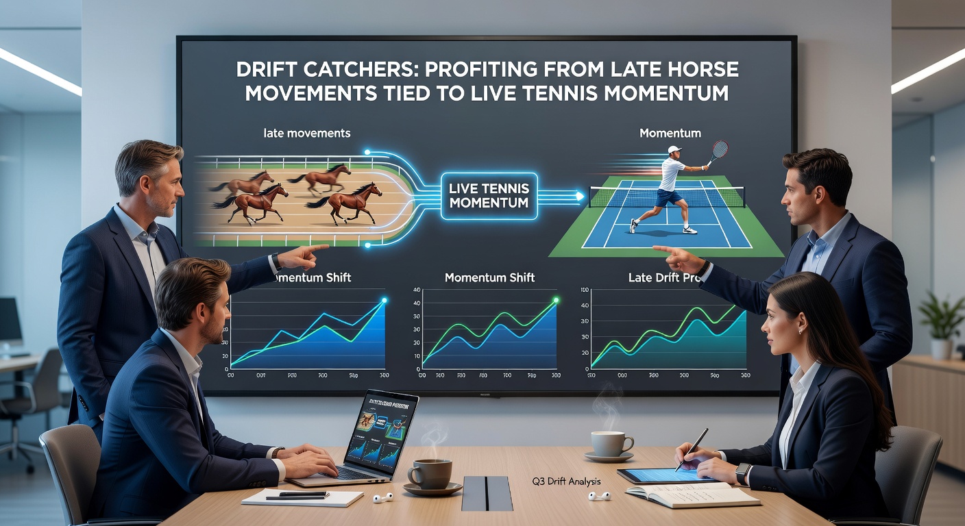 Screenshot of a betting exchange during a horse drift coinciding with a tennis tiebreak, highlighting odds shift from 3/1 to 9/2